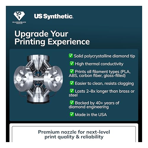 Diamondback Nozzles – Bambu Lab P1 Series Compatible (P1P / P1S) Complete Hotend Assembly – Solid Diamond Tip 3D Printer Nozzles, Improved Extrusion, Any Filament, Long Life, Wear Resistant (0.8mm) - size: 0.8mm