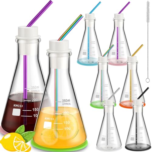 Copkim 25 Pcs Chemistry Flask Glasses, 6 Set 8.5 Oz,Lab Flask