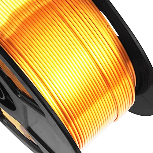 Silk Gold PLA Filament, 1kg 2.2lbs 1.75mm 3D Printing Material, Widely Support for FDM 3D Printer, Pack with Extra Filament Sample by BBLIFE - color: Gold