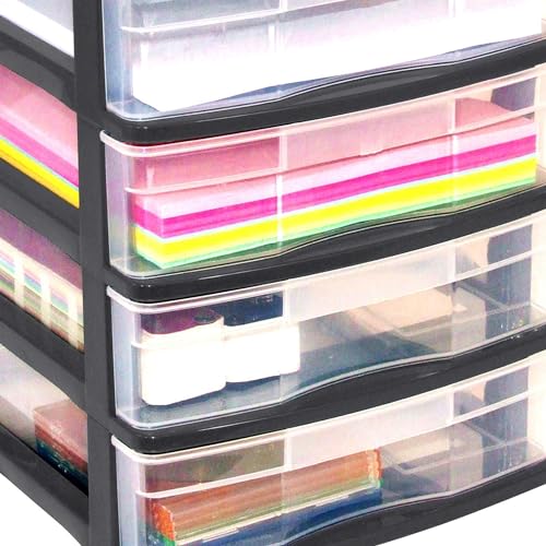 Gracious Living 4-Drawer Desktop Organizer with Tray Top, Black, 3-Pack - size: 3 Pack