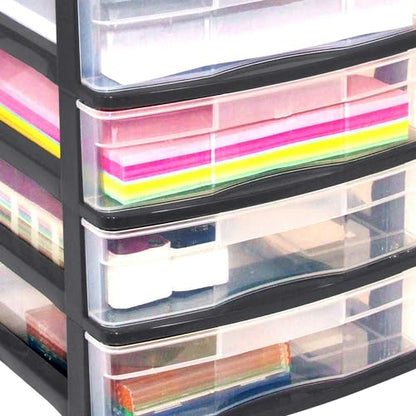 Gracious Living 4-Drawer Desktop Organizer with Tray Top, Black, 3-Pack - size: 3 Pack