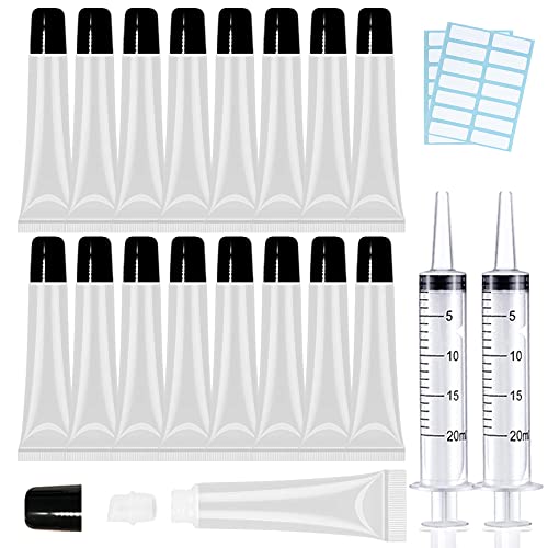 AMORIX 50PCS Empty 20ml Black Cap Lip Gloss Tubes for Lipgloss Base - color: Black, size: 20ml-50PCS