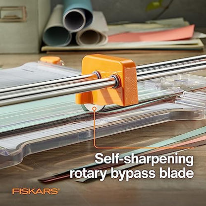 Fiskars ProCision Folding Rotary Bypass Paper Cutter, 12" Cut Length