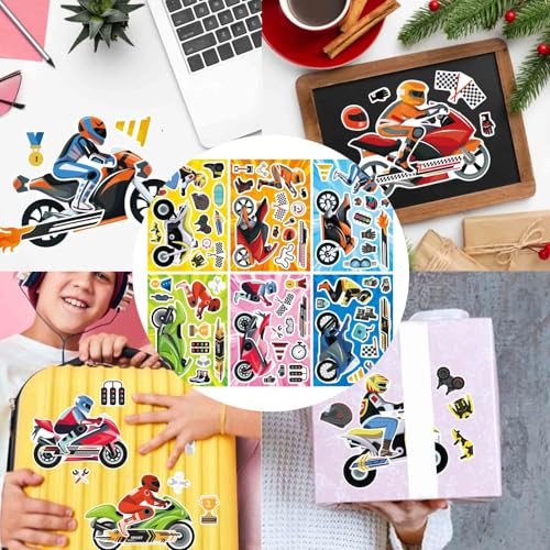 24 Sheets Motorcycle Stickers, Make a Motocross Face Sticker - style: Motorcycle
