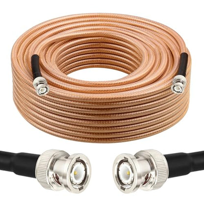 RG8X BNC Extension Cable, Low Loss BNC Male to BNC Male Coaxial Cable, 50 Ohm Flexible Coax Jumper with Dual-Layer Strain Relief for CCTV Security Camera, RF Antennas, Oscilloscope 75FT - size: 75FT
