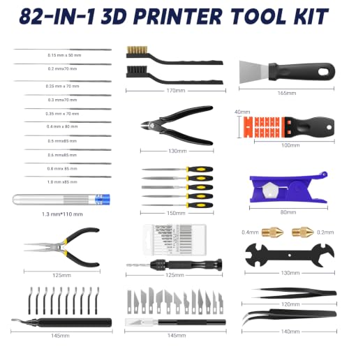 82 PCS 3D Printer Tool Kit, All-in-One Accessories for FDM/SLA Printers