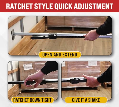 Mytee Products 4 Pack Heavy Duty Adjustable Load Lock Bar for Semi Trailers, Truck Box - 89.75"-104.5" Long Steel Ratcheting Cargo Load Bar Tie-Down Holder for Enclosed Truck & Vans with 2" - 4" Pads - size: 4 - Pack
