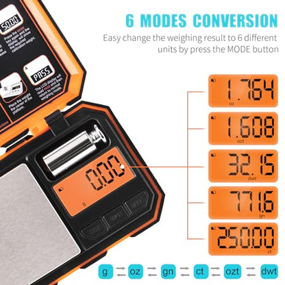 Fuzion Digital Pocket Gram Scale, 200g x 0.01g Jewelry Scale High Precision - color: Orange, size: 200/0.01g