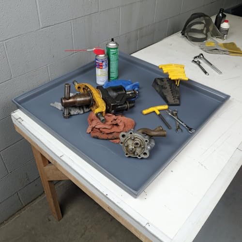 PIG Poly Utility Tray | Plastic Tray | 6.18 Gallon Sump Capacity | 29.5" W x 29.5" L x 2" H | Gray | PMB30613 - size: 29.2" x 29.2" x 2"