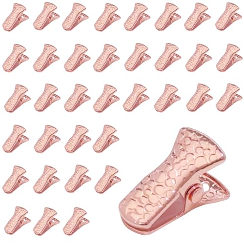 35 Pack Mini Metal Alligator Clips for Crafts Non-Slip Silicone-Coated Retro DIY Badge Small Clips (Rose Gold) - color: Rose Gold