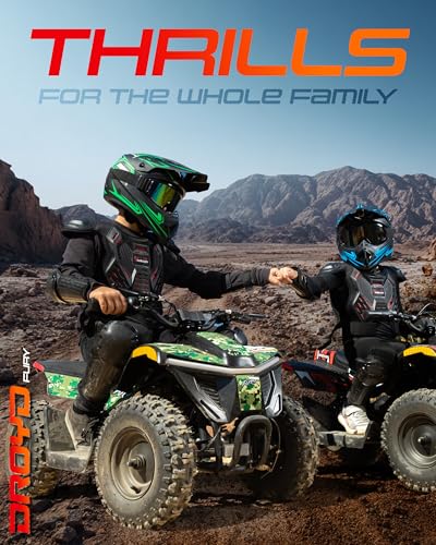 Droyd Electric ATV Fury, 36V Kids Quad Bike with 500W Brushless Powerful Motor, 8-10 Miles Long Range Electric 4 Wheeler with Throttle Controlled Dual Suspension for Boys Girls Ages 6+ (Blue) - color: Blue