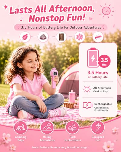 Outdoor Portable Kids Microscope: Handheld Microscope Auto Focus - color: Light Pink
