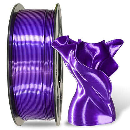 Silk Shiny Luster Dark Violet Purple PLA 3D Printing Filament, 1KG 2.2Lbs 1.75mm 3D Print Material with High Diameter Accuracy, Neatly Wound Silk PLA Widely Support for FDM 3D Printers by MIKA3D - color: Silk-purple