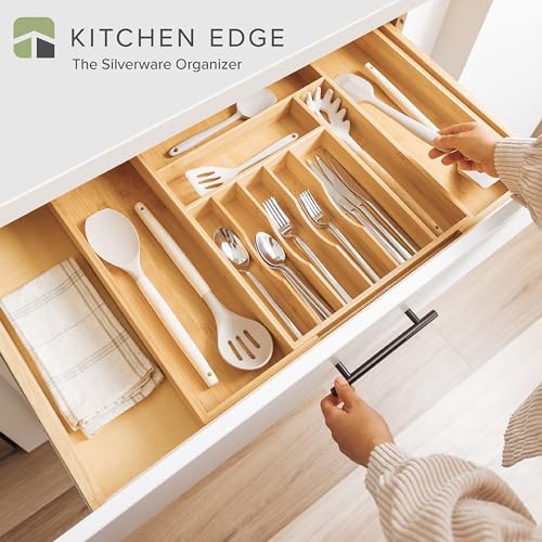 KitchenEdge Silverware & Utensil Organizer | Natural Bamboo, 14-25 In - color: Natural Bamboo, size: From 14.5" to 25" Wide