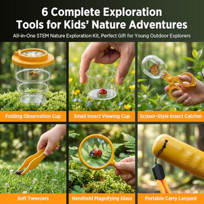 Kids Bug Catcher Microscope STEM Exploration Toy for Ages 3+ - color: Orange