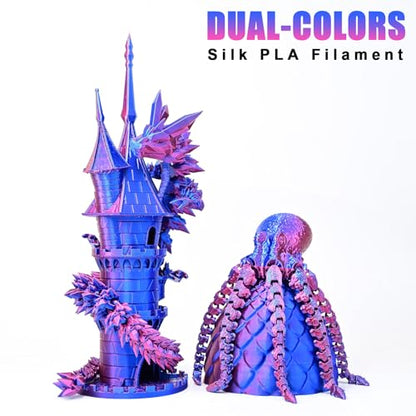 PLA Filament 1.75mm, Silk PLA 3D Printer Filament, Dual Color Filament - Red Blue 1.75 PLA Filament- 2 in 1 Coextrusion 3D Filament PLA 1.75 +/-0.02mm, Fit to AMS, 1kg/Spool - color: Dual-color Red Blue
