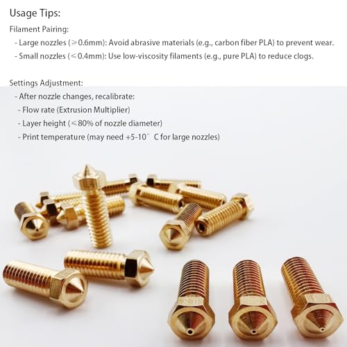 16Pcs Volcano Nozzles kit, Vyper Nozzles kit, Brass 3D Printer Nozzles Kit 0.2/0.4/0.6/0.8mm Compatible for Artillery Genius, Sidewinder X1, X2, Anycubic Vyper, Kobra Plus/Kobra Max 1.75mm Filament, - style: 16Pcs Volcano Nozzles kit