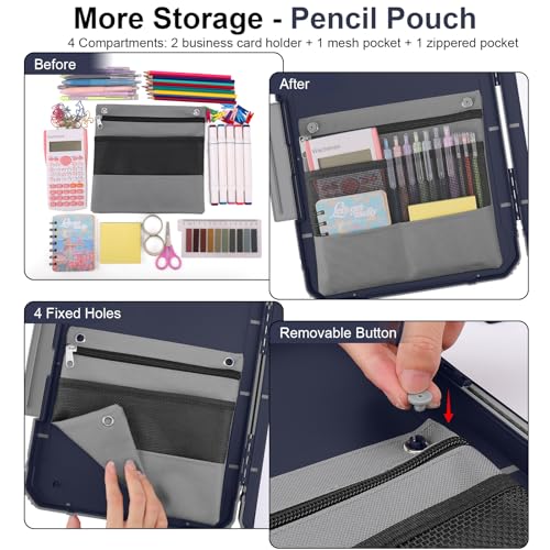 Clipboard, Clipboard with Storage, Heavy Duty Clip Boards 8.5x11, Protective Over Molded Edge, Plastic Clipboards, Contractor Folder with Internal Pen Pouch for Driver (Dark Blue) - color: Dark Blue