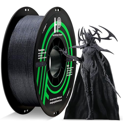 HP3DF 3D Printer Filament Galaxy Black 1KG,Shiny PLA Filament 1.75mm, Dimensional Accuracy+/-0.02mm, 1KG Spool (2.2 lbs), Fit Most FDM Printer(Galaxy Black) - color: Galaxy Black