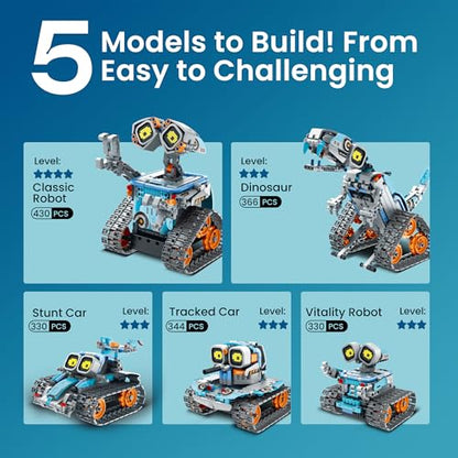 Sillbird Building Robot Kit STEM Gifts for Kids 8-13 with Remote Control - color: Gray-blue