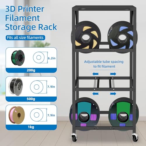 3D Printer Stand Table for 48 Filament Storage Rack, Black - color: Black