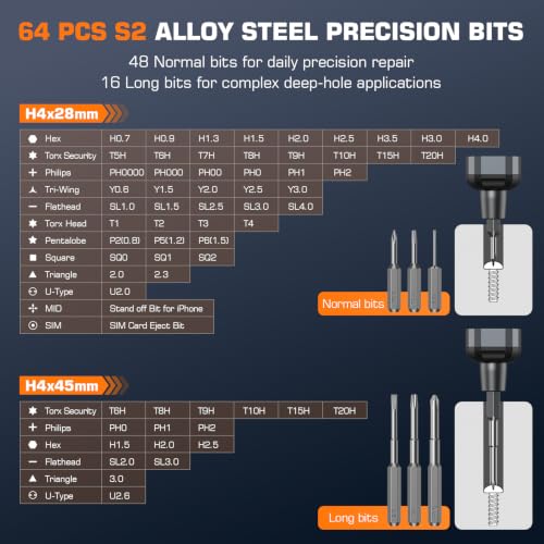 JOREST 70-in-1 Mini Precision Electric Screwdriver Set-64 S2 Magnetic Bits