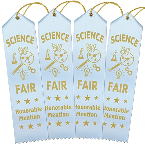 RibbonsNow Science Fair Honorable Mention Ribbons - 100 Light Blue Ribbons with Card & String - size: 100 Total Ribbons