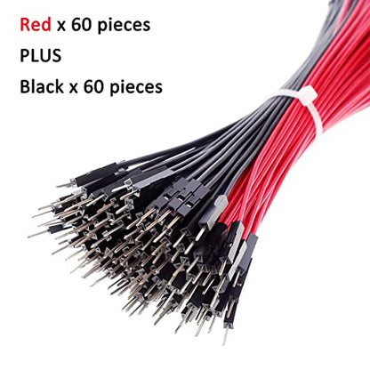 Breadboard Jumper Wires 20AWG, Bestlus Exclusives Male to Male Jumper Wires 6''/15CM Pack of 120 Square Head 0.1'' (15CM / 6'', M/M, Red x 60 Pieces Black x 60 Pieces) - color: Male-Male, 15CM- BR, size: 15CM / 6''