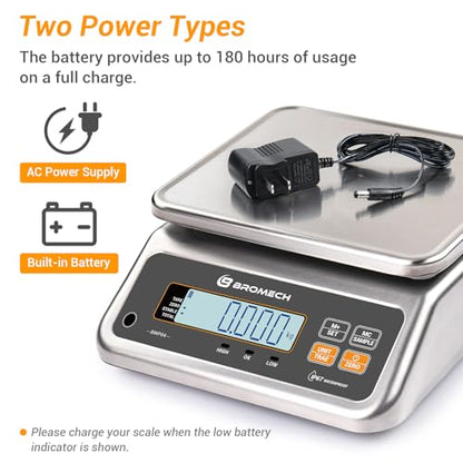 Food Scale Pound and Ounce, Rechargable, Commercial Grade, Stainless Steel Platform, for Meat Shop, Deli, Produce Market (66lb)