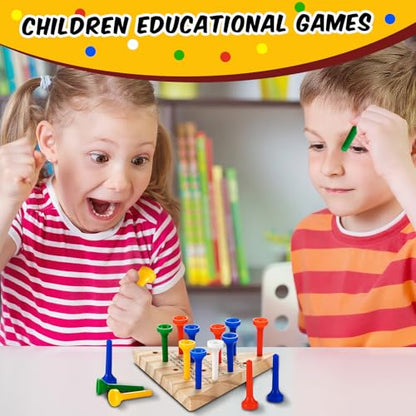 Zhanmai 50 Sets Wooden Triangle Peg Travel Game, Multi-Color Peg - color: Multi-color Peg