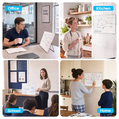 ONAVIA Desktop Weekly Calendar Whiteboard with Stand,16x12 Dry Erase Board - size: 16"W x 12"H