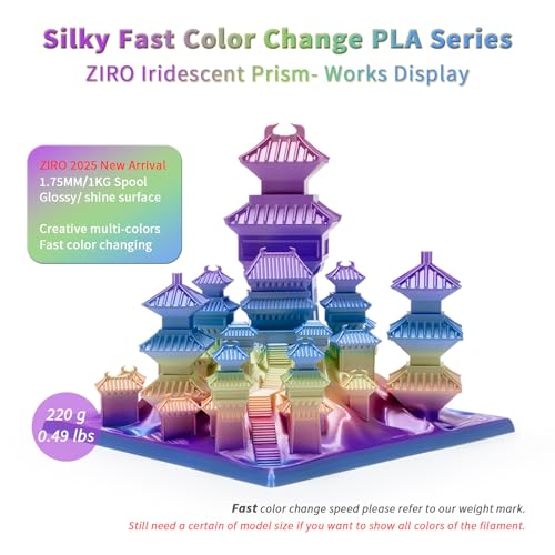 ZIRO Fast Color Change PLA, Shine Multi Color 1KG Spol, Iridescent Prism - color: Iridescent Prism (Silky)