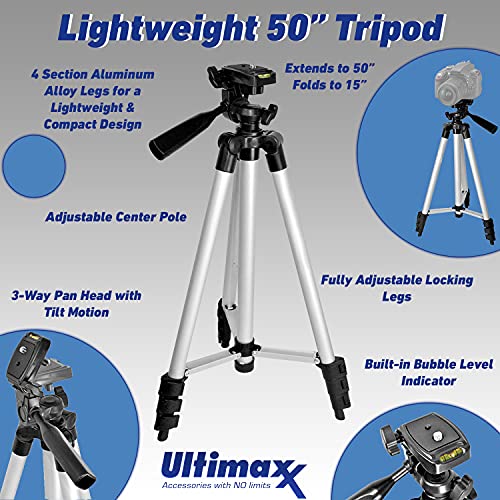 Ultimaxx 420-800mm (w/Converter 840-1600mm) f/8.3-16 Manual Telephoto T-Mount Lens Kit for EOS Rebel T5i, T6, T7, T6i, T6s, T7i, T8i, SL2, SL3, 60D, 70D, 77D, 80D, 90D, 5D Mark IV, 7D Mark II & More