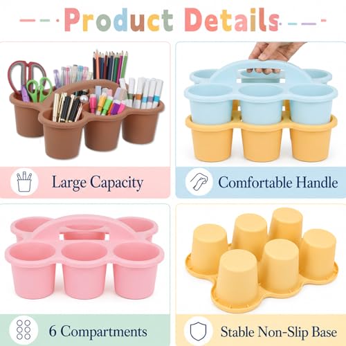 6 Pack Classroom Caddy With Handle for School Supplies, Groovy - color: Groovy