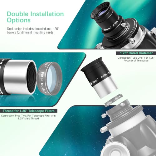 Alstar Telescope Eyepiece 17mm Plossl Telescopes Lens 50° Wide FOV 1.25" - size: 17MM