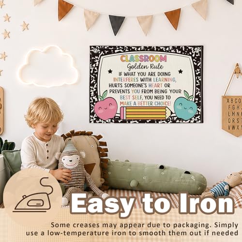 Classroom Rules Poster Decor, Classroom Golden Rule Hanging Banner - color: 01-Classroom Rules(Beige)