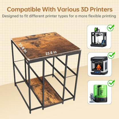 3D Printer Stand with Filament Storage, Compact 3D Printer Table Desk