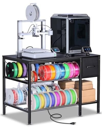 AHOWPD 3D Printer Table with Filament Storage Rack & Drawer Organizer - color: Black