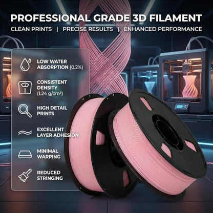 Matte PLA + 3D Printer Filament,PLA + Filament 1.75mm, Neatly Wound 3D Printing Filament 1.75mm, Dimensional Accuracy +/- 0.02 mm, Fit Most FDM 3D Printers, 1kg Spool (2.2lbs) (Pink) - color: Pink