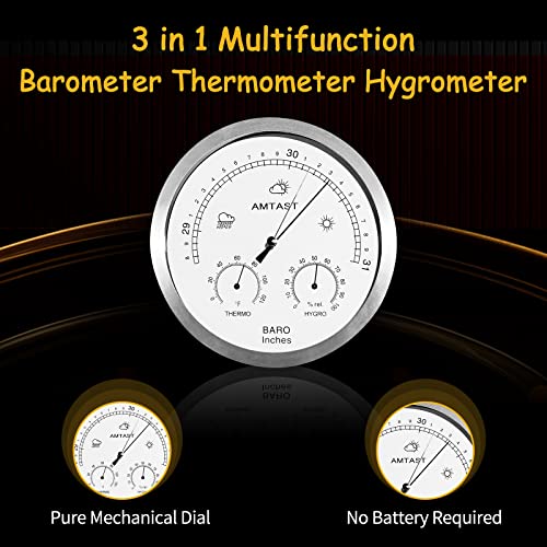 3-in-1 Imperial Weather Station 5.2'' Dial Mechanical Barometer - size: 5.2" Diameter