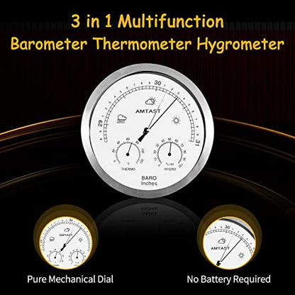 3-in-1 Imperial Weather Station 5.2'' Dial Mechanical Barometer - size: 5.2" Diameter