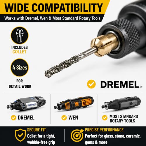 Drilax Diamond Drill Bits 24-Pc 1mm to 2.5mm Compatible with Dremel Bits - size: 1mm - 2.5mm