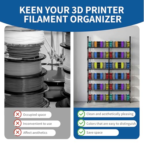 8-Tier 2-Column Modular 3D Printer Filament Storage Rack, 33.4" x 11.8" Metal Filament Spool Holder & Organizer, Holds 96 Spools(1kg), for Home Office Workshop, Tool-Free Assembly