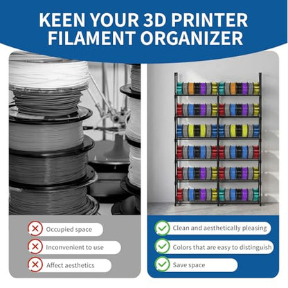 8-Tier 2-Column Modular 3D Printer Filament Storage Rack, 33.4" x 11.8" Metal Filament Spool Holder & Organizer, Holds 96 Spools(1kg), for Home Office Workshop, Tool-Free Assembly