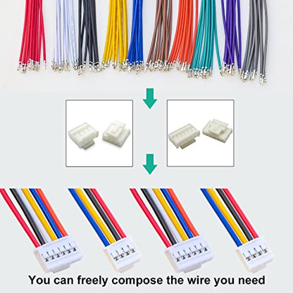 JST Connector Kit 2.0mm Pitch JST-HY 2.0 Female Connector with Premium 22AWG Pre-Crimped Cables,HY 2.0mm with Lock Connector 2/3/4/5/6 Pin Female Housing (HY-MM-Kit) - size: JST-2.0MM-HY