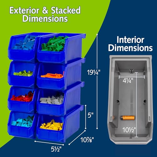 ReadySpace Medium Stackable Plastic Storage Bins, 8-Pack, Blue - color: Blue, size: Medium, 8-Pack