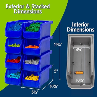 ReadySpace Medium Stackable Plastic Storage Bins, 8-Pack, Blue - color: Blue, size: Medium, 8-Pack
