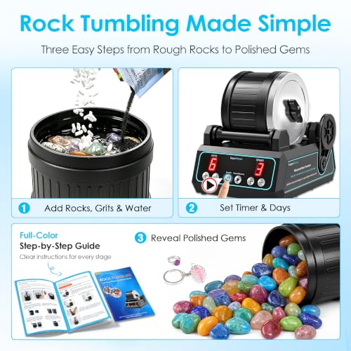 KomeStone K1 Pro Quiet Rock Tumbler Kit for Kids & Adults - color: Blue Outline