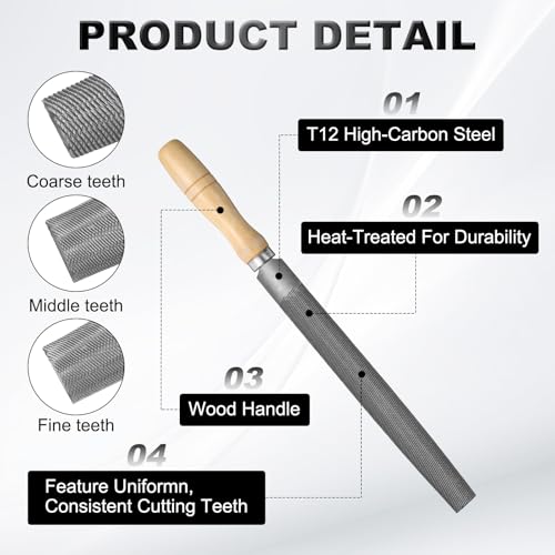 HARFINGTON 14" Half Round Medium Cut File Double Cut Teeth Bastard - size: 14"
