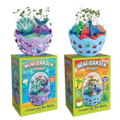 Creativity for Kids Mini Garden Bundle: Mermaid & Dinosaur Terrarium Kits - Crafts and Toys for Kids (Ages 6+)